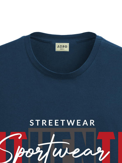 ADRO Men's Graphic Printed 100% Cotton T-Shirt - Regular Fit, Printed T-Shirts for Men (RN24-SPT-SB_Teal)