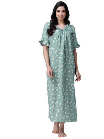 OOMPH! Cotton Blend Nighty for Womens | Night Gown | Nighty | Nightdress | Maxi Dress | Sleepwear | Gown for Women | Nighties |