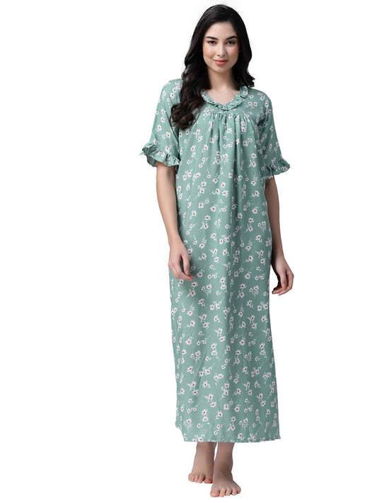 OOMPH! Cotton Blend Nighty for Womens | Night Gown | Nighty | Nightdress | Maxi Dress | Sleepwear | Gown for Women | Nighties |