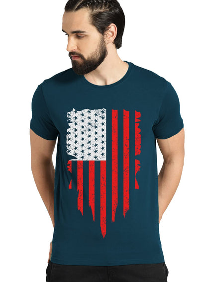 ADRO Men's USA Printed Cotton T-Shirt (RN22-2-USS-SB_Teal)