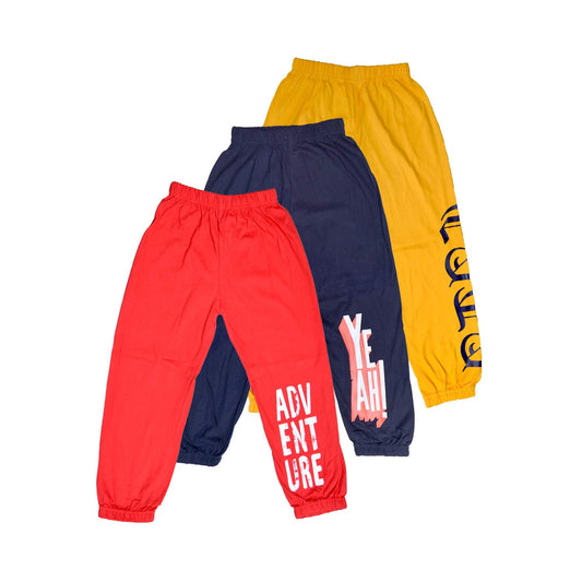 T2F Boy'S Regular Fit Pyjama Bottom (Pack Of 3) (Bystrk06-3P_Red-Yellow-Navy_3-4 Years)