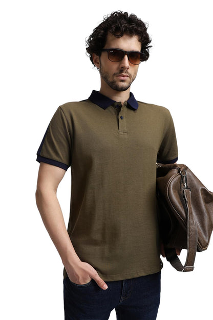 Dennis Lingo MenS Cotton Olive Solid Polo T-Shirt (Solid Polo)