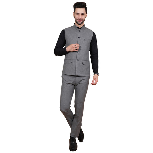 WINTAGE Mens Polyester Cotton Grey Vest and Trouser Set :-wt1531color5