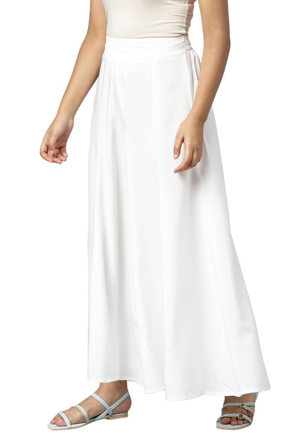 Aurelia White Solid Palazzo Pants For Women
