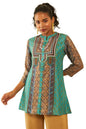 Soch Womens Green Muslin Blend Floral Print Tunic