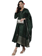 ANNI DESIGNER Women's Cotton Silk Blend Solid Anarkali Kurta and Pant with Dupatta (Carrom)