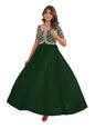 Wedani Georgette Embroidered Long Gown for Women Green
