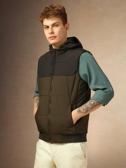 Dennis Lingo Men Regular Fit Polyester Sleeveless Colorblock Jackets