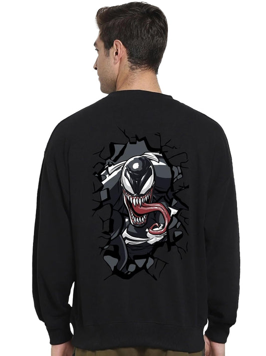 Bewakoof X Official Marvel Merchandise Mens Graphic Printed Oversized Sweatshirt_550947_Black_L