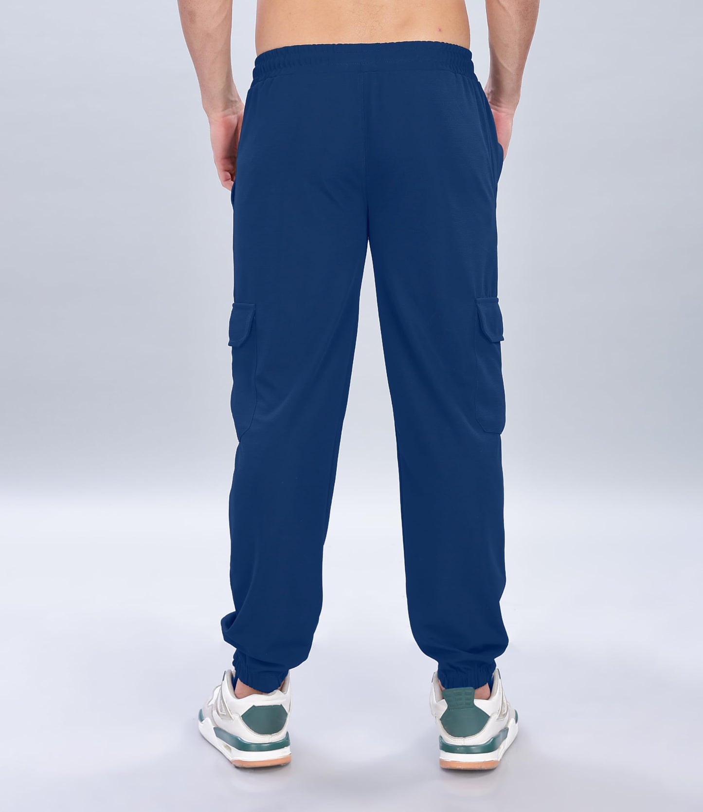 SHODOX Mens Casual Regular Fit Cargo Trackpant with Drawstring, Elastic Bottom with Side Pockets (Pack of 1) Blue