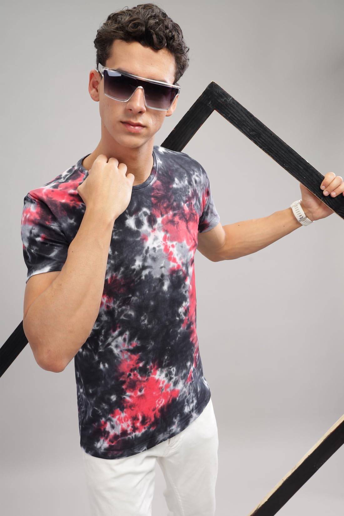 ADRO Mens Tie & Dye Regular Fit Cotton T-Shirt (TYE-01-BLK) Black