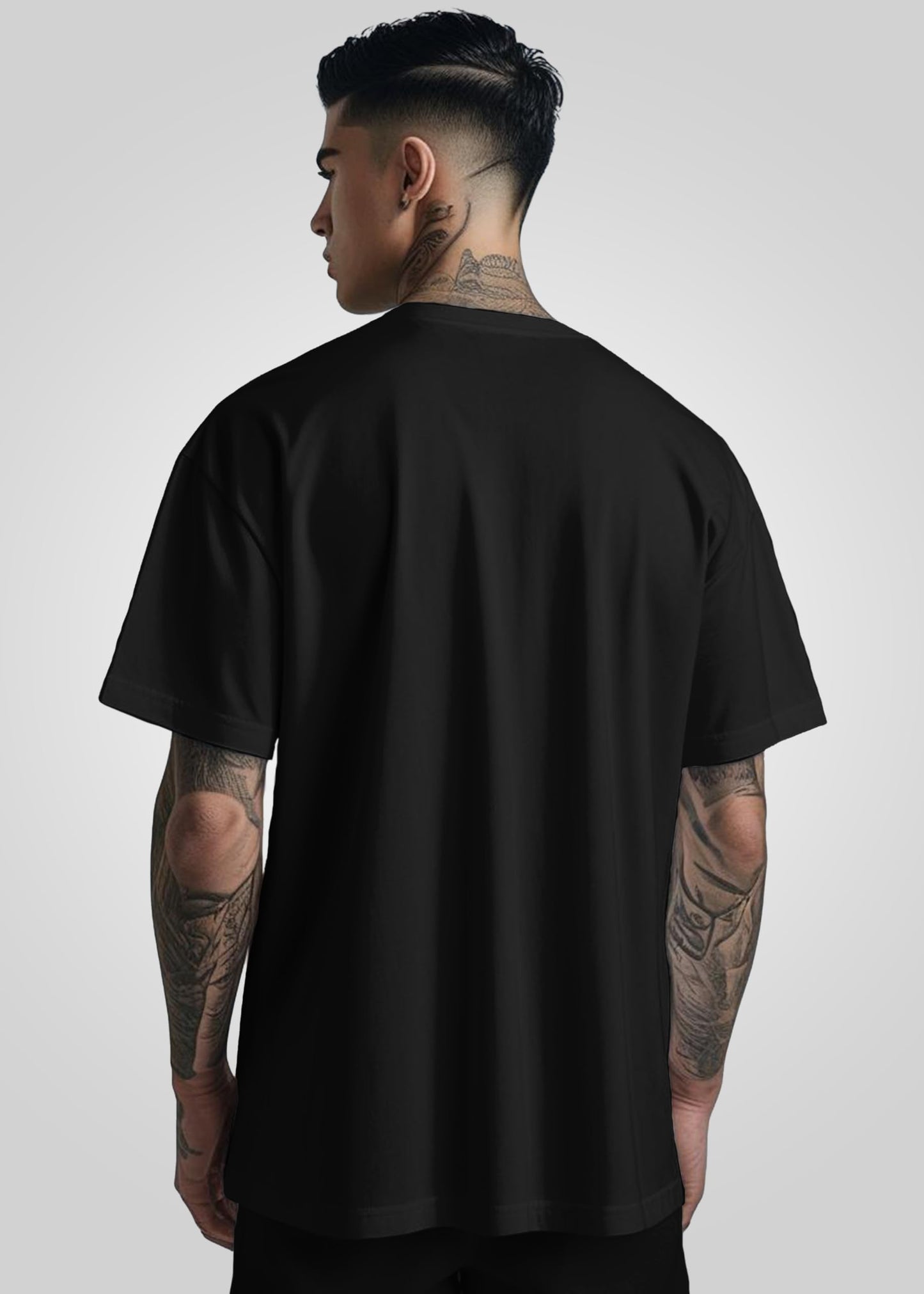Peppyzone Mens Oversized Fit T-Shirt (OST-Biker 11-15_Black2