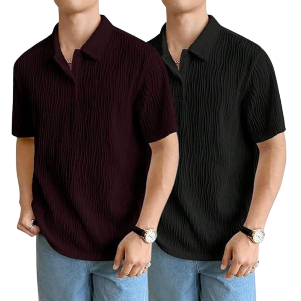 Leriya Fashion Cotton T-Shirt For Men  Soft Breathable Fabric | Regular Fit Half Sleeve Collar Tee For Summer Casual Wear (Avail