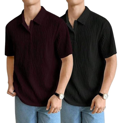 Leriya Fashion Cotton T-Shirt For Men  Soft Breathable Fabric | Regular Fit Half Sleeve Collar Tee For Summer Casual Wear (Avail