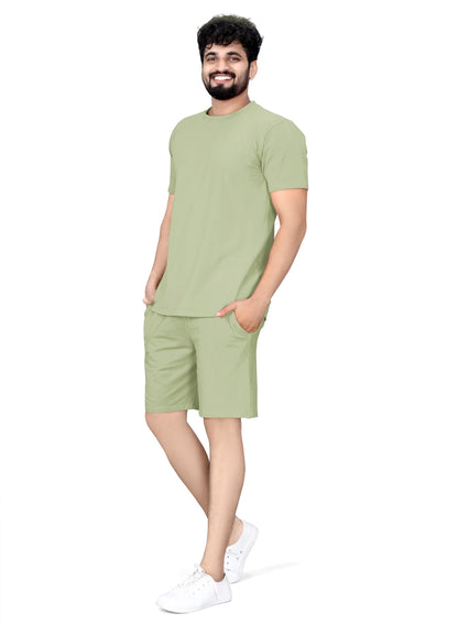 ELLITI Cotton Blend Casual Round Neck Half Sleeve Oversized Co-ord Set Mens, Pyjama Set, Sleepwear Loungewear T-Shirt and Short