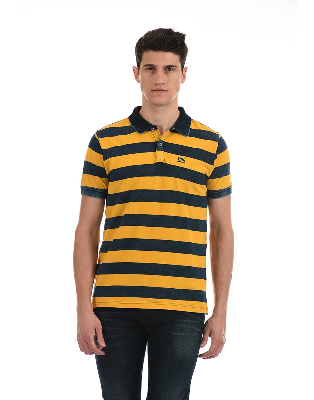 Pepe Jeans MenS Printed Regular Fit Polo (Pm541620- Mustard M)