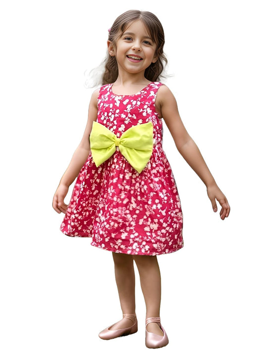 A.T.U.N. (ALL THINGS UBER NICE) Mini Fuchsia Floral Pam Bow Dress for Girls