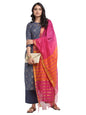 GoSriKi Women's Rayon Cotton Foil Printed Straight Kurta with Palazzo & Dupatta (KSHI)