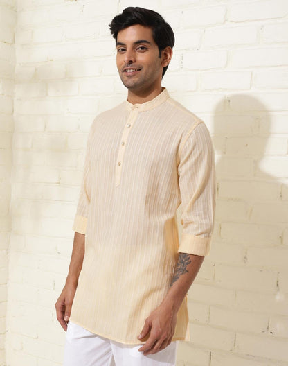 Fabindia MenS Cotton Woven Regular Kurta (1037128Lightyellow_Yellow