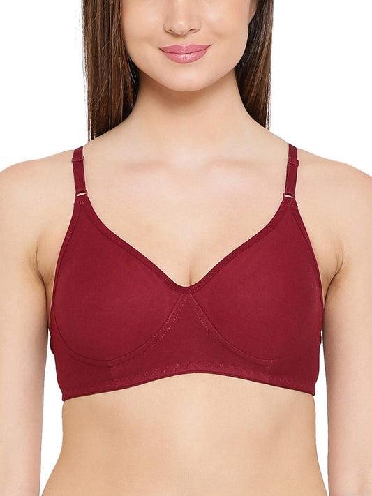 clovia T-Shirt Bra (BR0184Q09-34C_Deep Maroon)