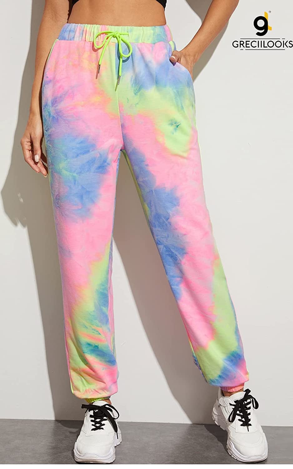 Greciilooks WomenS Tie-Dye Joggers Stretchable Pants | Slim Fit Casual Joggers For Women | Straight Relaxed Fit Trousers | Gym