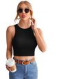 Greciilooks Womens Ribbed Regular Fit Jeans Tops (Black, X-Small)