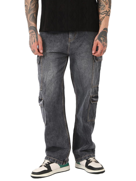Bewakoof Mens Washed Baggy Fit Cotton Jeans_657460_Grey_28