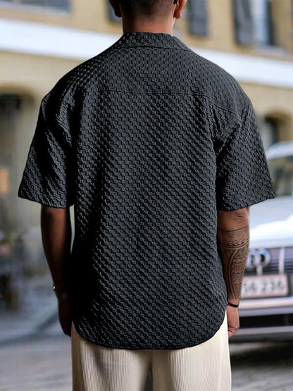 Pinkmint Bubble Textured Shirt for Men ll Half Sleeve Stylish Button Down Shirts ll Mens Pocket Shirt (Pack of 1) Grey