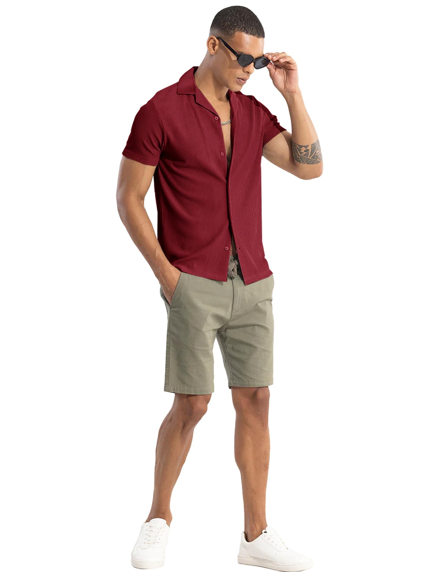 Noble Monk MenS Solid Casual Shirt |Half Sleeve | Regular Fit |Stylish Shirt For Men Maroon
