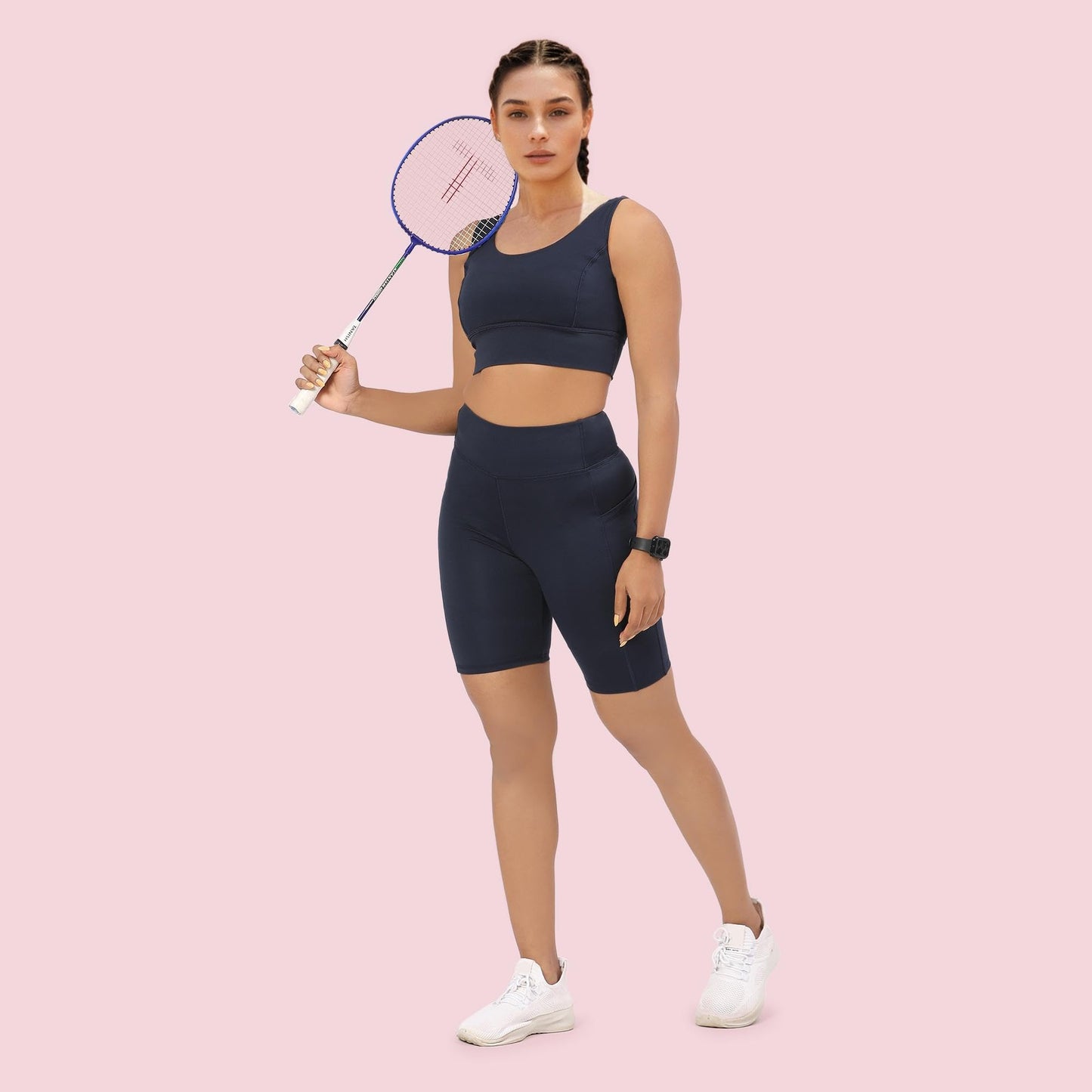 Enamor WomenS Polyester Wire Free Casual Padded Sports Bra (A206_Navy