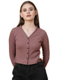 Rigo Casual Wear V Neck Rib Knit Top for Women | Slim Fit Long Sleeves Western Tops for Women
