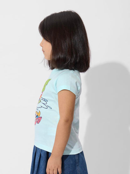 The Souled Store Official Powerpuff Girls : ChasinWaves Girls Round Neck Multicolor Graphic Printed Cotton Half Sleeve T-Shirts