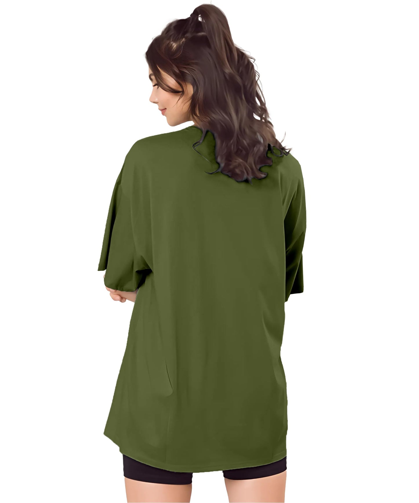 SHODOX Bio-Washed Anti Bacterial 100% Pure Cotton Womens Oversized Solid T-Shirt | Cozy Soft, Less Wrinkles Loose Fit, Drop Shou