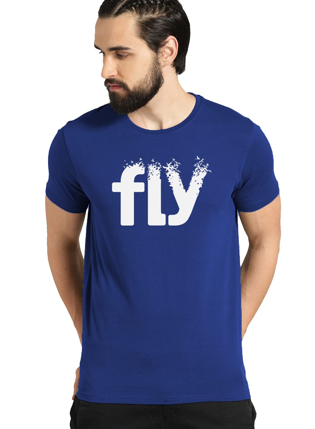 ADRO Men's Printed Cotton T-Shirt | Regular Fit | Round Neck | RNR-M-FLY-RB