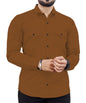 Rebelify MenS Cotton Blend Shirt With Pockets Full Sleeves Collared Neck Solid Pattern Botton Down Closure Regular Fit And Stan