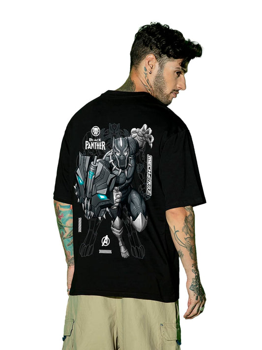 Bewakoof Mens Cotton Official Marvel Merchandise Graphic Printed Oversized Fit T-Shirt_620196_Black_S
