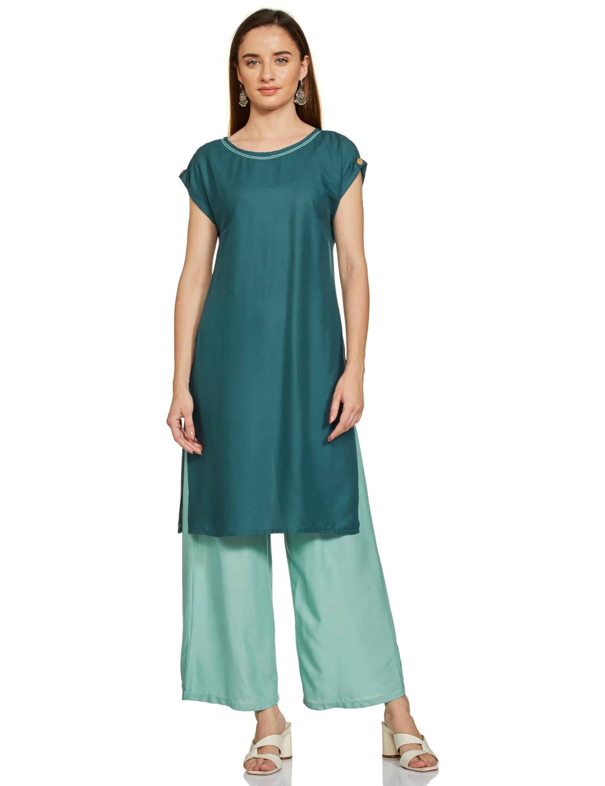 Aurelia Women's Viscose Kurta, Cullote (22ONAS13268-604173_Blue