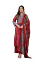 Stylum Womens Ajrakh Printed Cotton A-Line Kurta Pant Dupatta Set