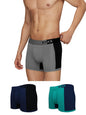 XYXX Mens Underwear Dualist IntelliSoft Antimicrobial Micro Modal Trunk Pack of 3 (Black Iris & Black;Navigate & Black Iris;Ste