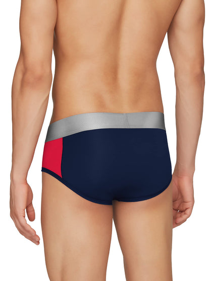 XYXX Mens Underwear Illuminati IntelliSoft Antimicrobial Micro Modal Brief Pack of 2 (Black Iris & Tango Red ; Brilliant Blue;