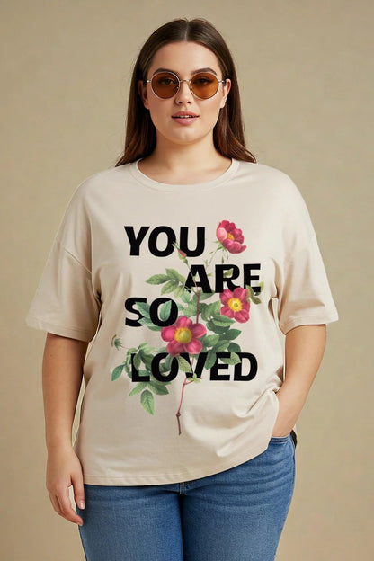 Juneberry 100% Pure Cotton Oversized Fit Latest & Trendy All Over Prints Half Sleeve Plus Size T-Shirt For Women & Girls (Ps_Jby