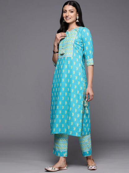 Libas WomenS Cotton Kurta Sets (34182_Blue