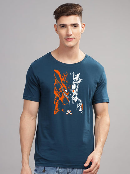 ADRO Mens Anime Naruto T Shirt - Premium Cotton Anime Tshirt - Perfect for Naruto Fans Print and Comfortable Fit Teal T-Shirt|RN