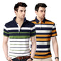 Noble Monk MenS Regular Fit Polo Neck T-Shirt | Half Sleeve | Stripe On Chest | Collared Neck Tshirt For Men