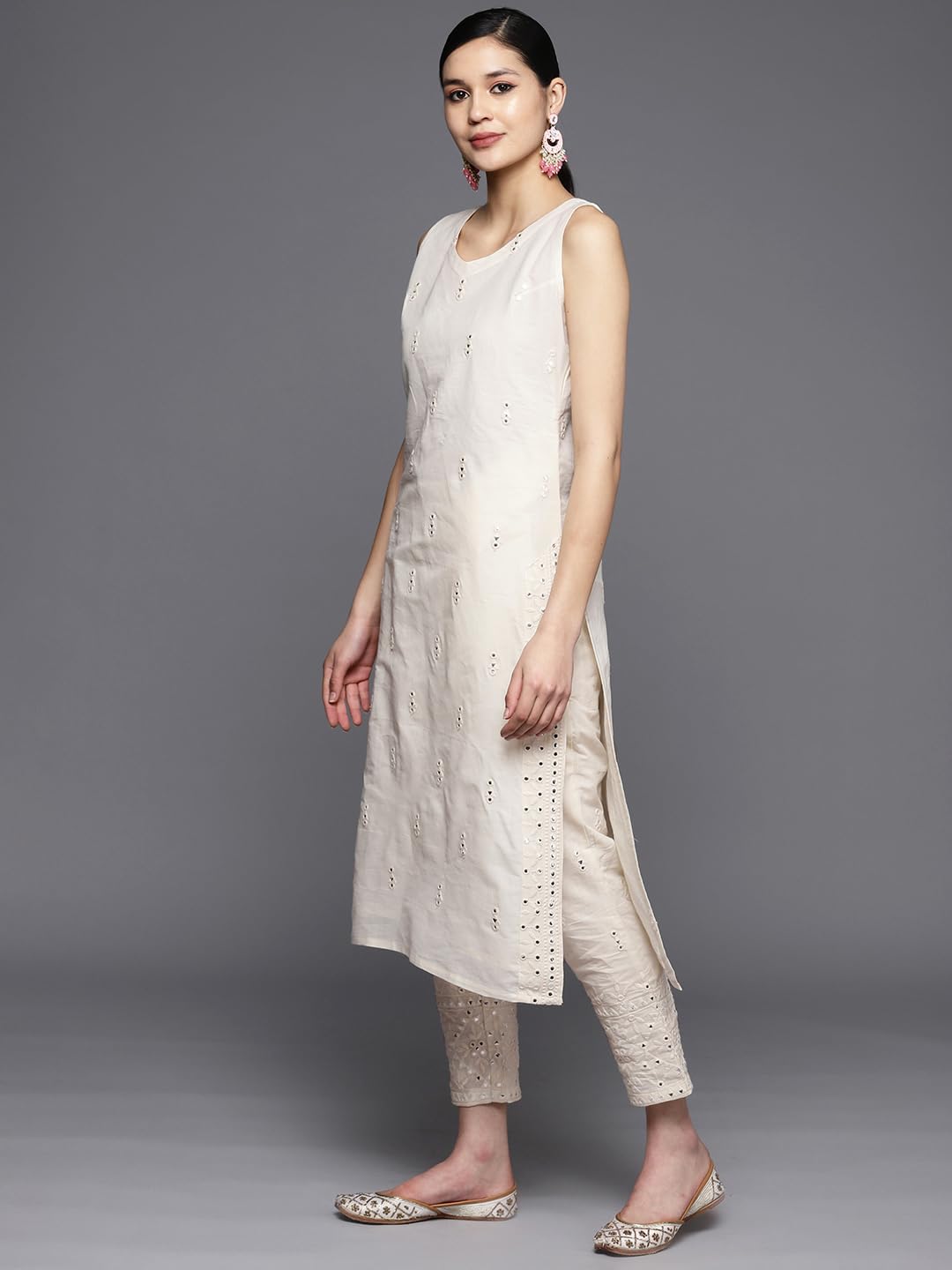 Libas WomenS Pure Cotton Kurta Sets (34095O_Off White