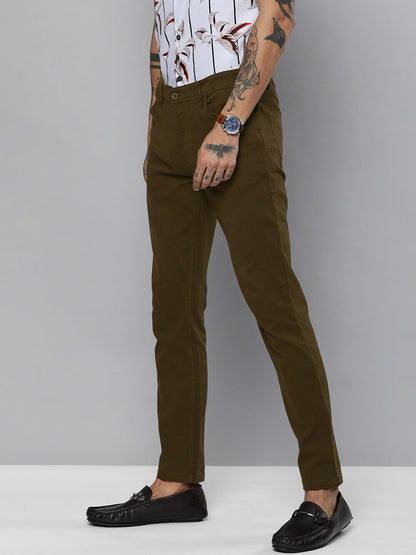 The Indian Garage Co Men Slim Fit Solid Mid-Rise Chinos