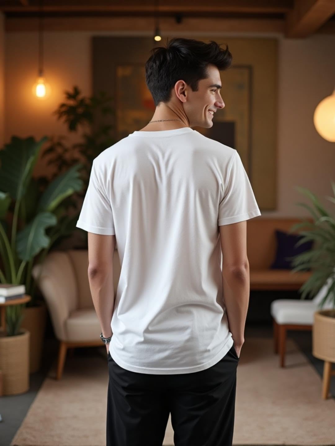 Nobero MenS Letter Print Regular Fit T-Shirt (1M-Twts-C0561-Wr_White