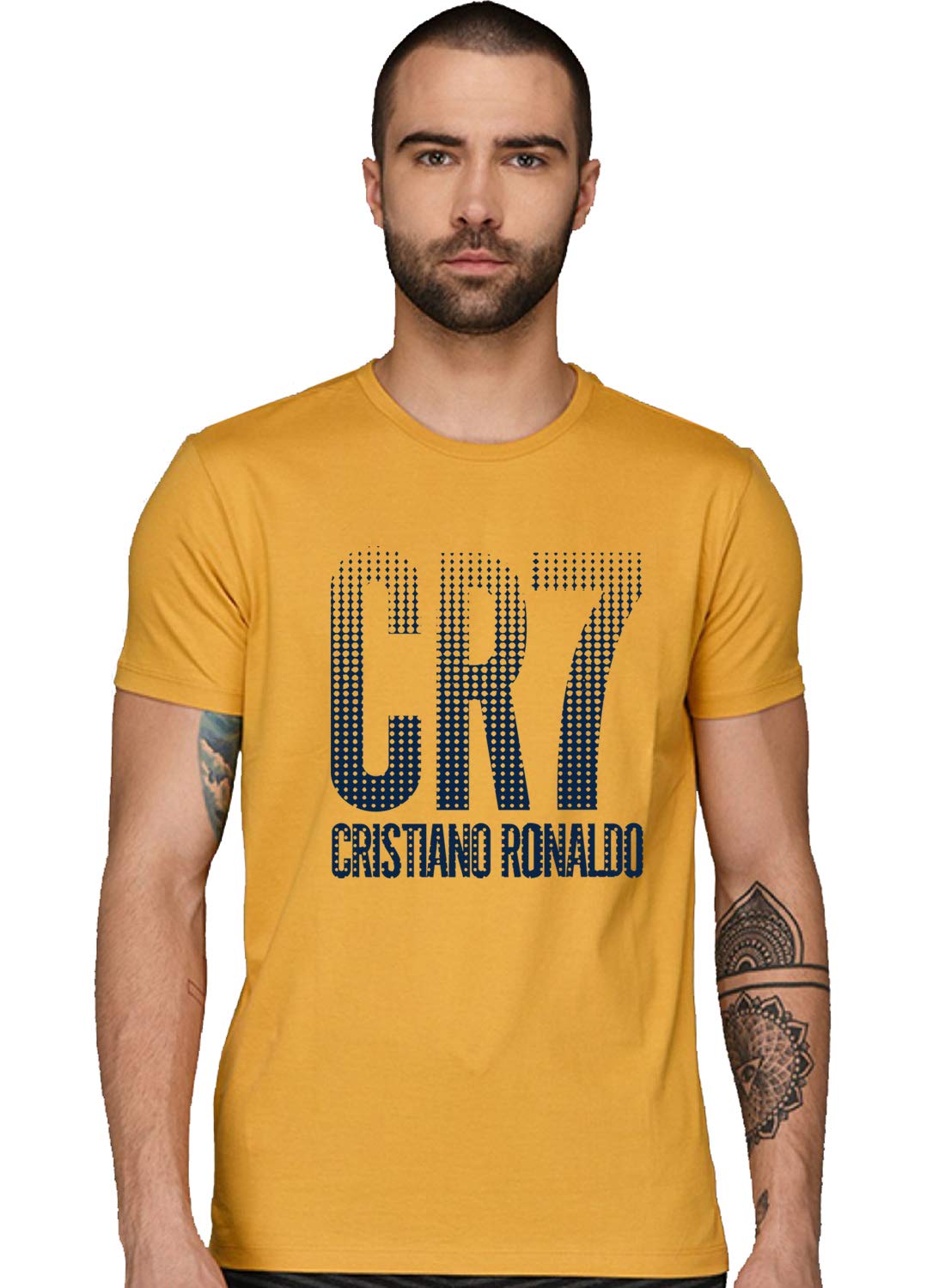 ADRO Design Printed T-Shirts for Men & Women (RNR-S35-CR07-MU_Mustard)