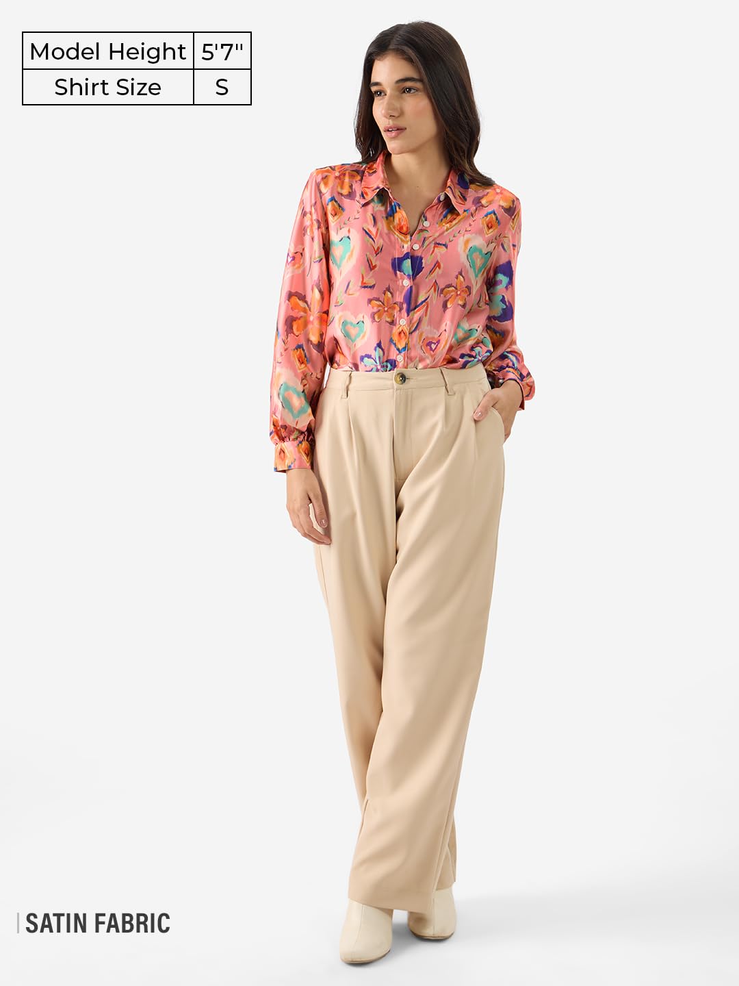 The Souled Store Floral Ink Women and Girls Stylish Comfortable Regular Fit Long Sleeve Collared Neck Button Down Pink All Over