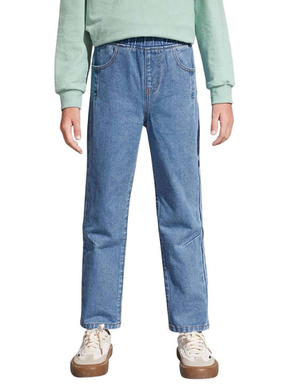 Kotty Boys Regular Fit Cotton Lycra Blend Solid Jeans Sky Blue